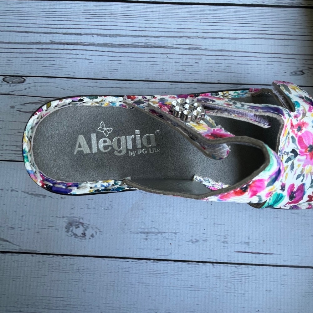 Alegria Womens Floral Comfort Leather Wedge Sandals EU 35/US 5-5.5 Cottagecore - Picture 8 of 12
